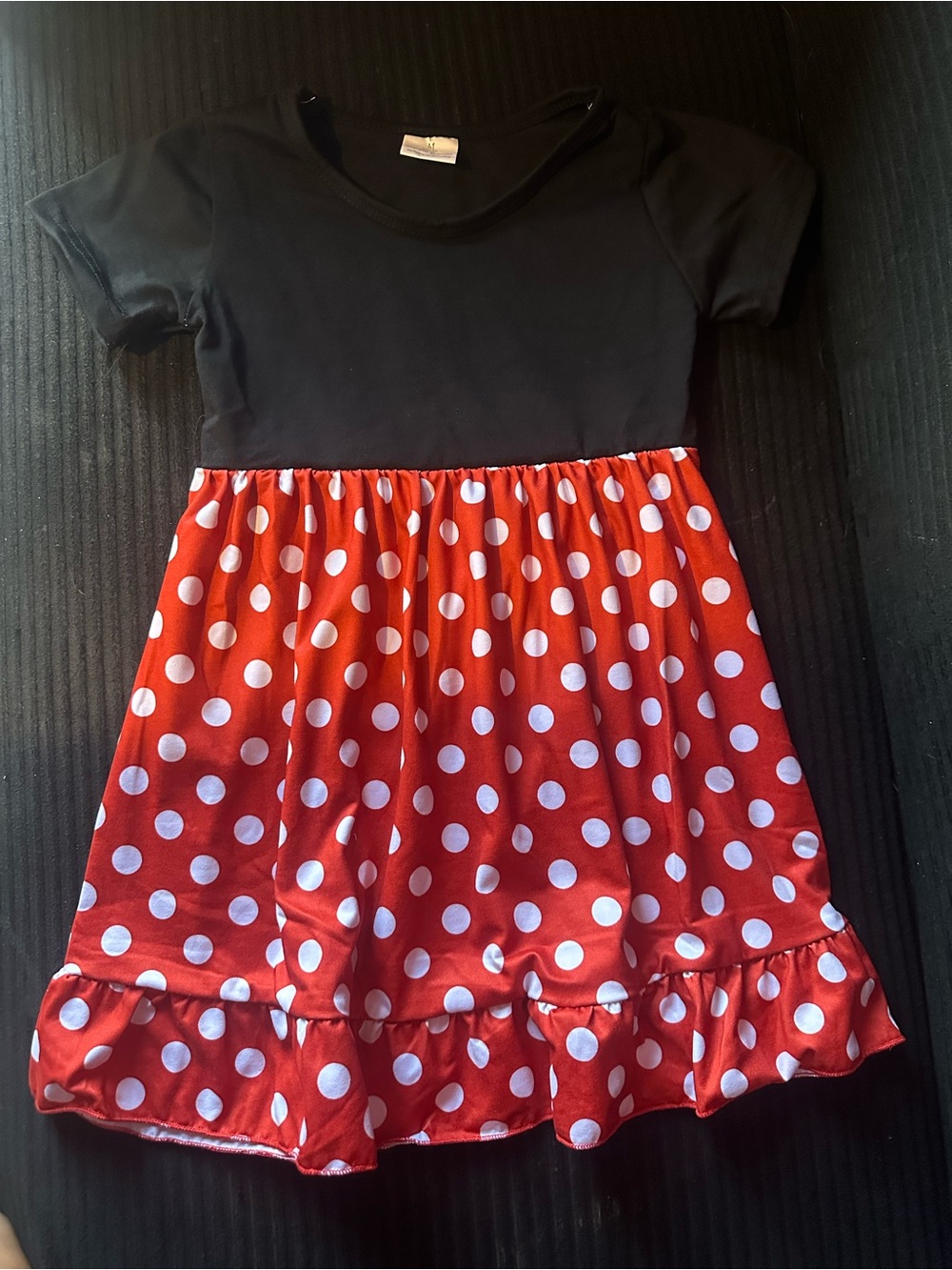 Girls Black Top with Red Polka Dot Skirt Dress